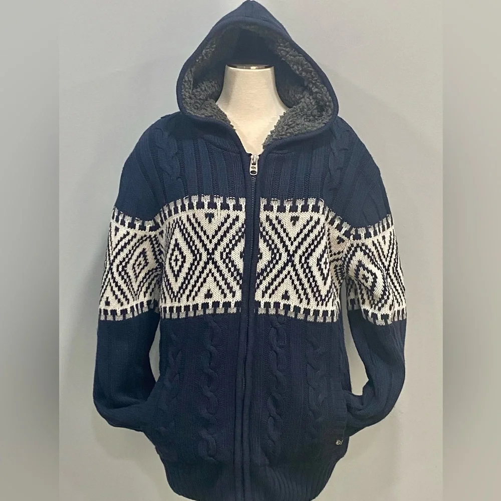 Buffalo David Bitton Sweater Sherpa Lined  Zip-Front Hoodie Men's Size XXL - Picture 2 of 9